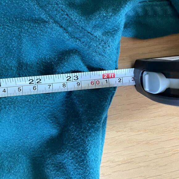 Vintage 90's Eddie Bauer Flannel Turquoise Blue Green - L - Picture 5 of 8